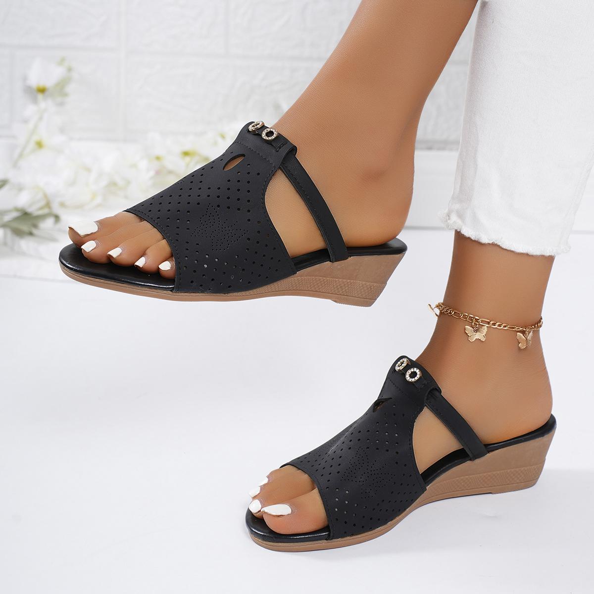 

Модные летние женские клипсы-шлепанцы, новые ретро с открытым носком, женские повседневные шлепанцы, уличная обувь больших размеров, женские сандалии, Zapatos De Mujer 43 чёрный