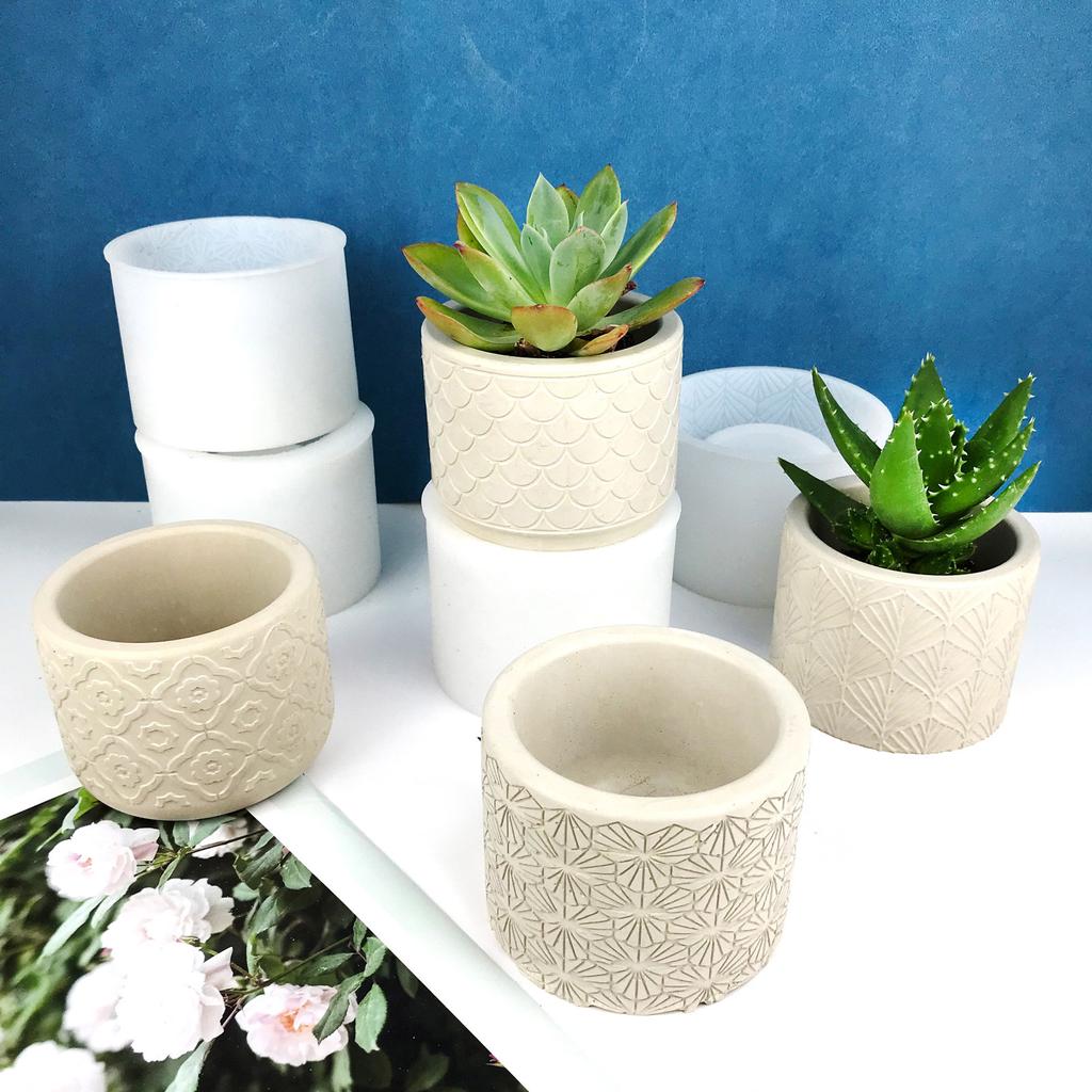 Moule en Résine pour Porte-Bougies, Moules en Silicone pour Pot à Fleurs en Plâtre, Moules de Coulage en Résine Époxy Ronds pour Boîte de Rangement pour Bijoux DIY