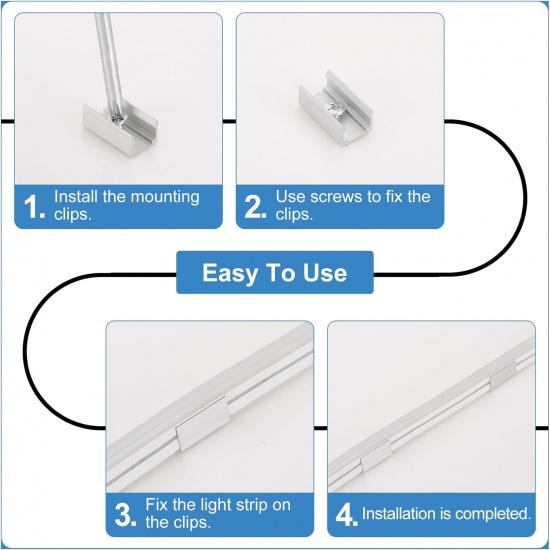 PATIKIL Neon Rope Light Mounting Brackets, 30 Pcs Neon LED Lights Aluminum Install Fixing Clips Accessories for 6x12mm Silicone Neon Sign Flex Strip