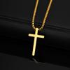 Vnox 60cm Box Chain Cross Pendant Necklaces for Men, Simple Plain Black Silver Gold Color Stainless Steel Thick Cross Collars