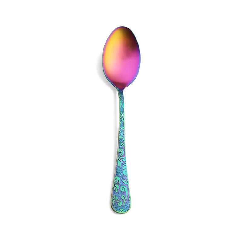 Stainless Steel Sanding Retro Tableware Flower Pattern Steak Knife Fork Dessert Spoon Teaspoon Western Cutlery Kitchen Utensils