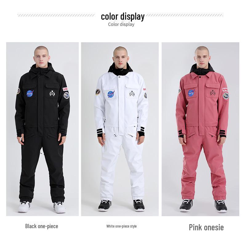 Windproof Waterproof One-Piece Ski Suit: Women's & Men's Thick Warm Outdoor Gear