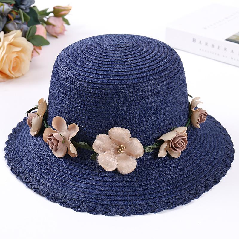 Summer Elegant Women s Hats Flower Ring Straw Hat Sun Hats Straw Beach Hat Flower Rope Woman s Hat Fashion Accessories 55-58cm