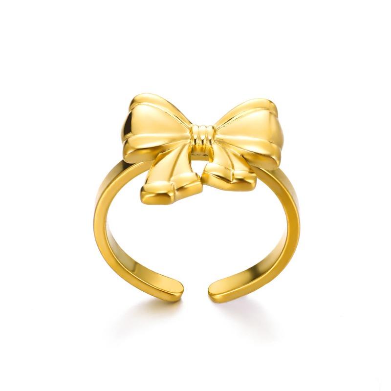 Princess On the Run Bow Simple Personality Ring Female K Gold-plated Titanium Steel Opening Adjustable Versatile