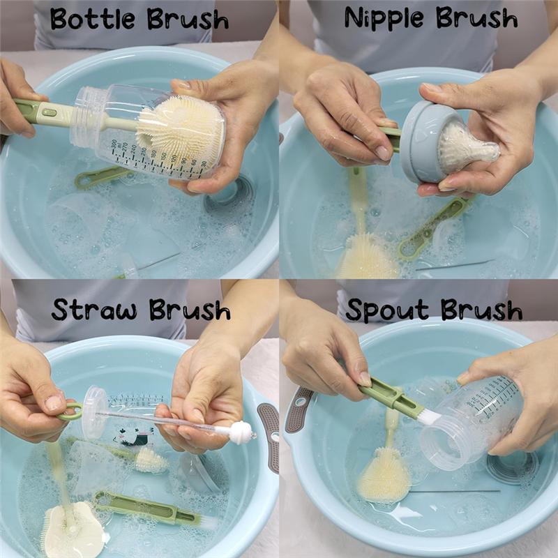 A71Z Silicone Child Cup Brush Set Includes Child Bottle Brush Nipple Brush Wait Family Friendly Portable