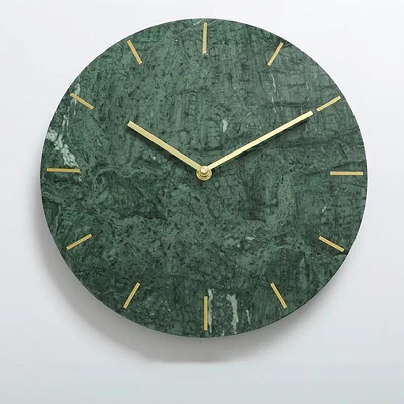 Nordic Large Wall Clock Modern Design Natural Marble Clocks Home Decor for Living Room Luxury Silent Watches Bedroom DecorM5Q1K1