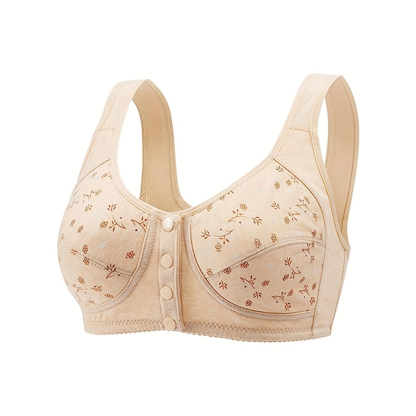 

Простой бюстгальтер больших размеров, женский комфортный бюстгальтер без косточек с цветочным принтом и пуговицами спереди