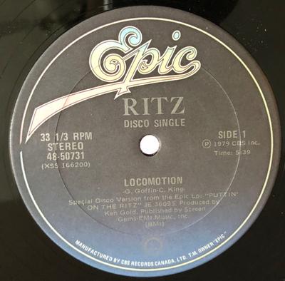 12inch Record RITZ  Locomotion 12 Special Disco Vers 4850731 Epic 1979 Canada Pop Used