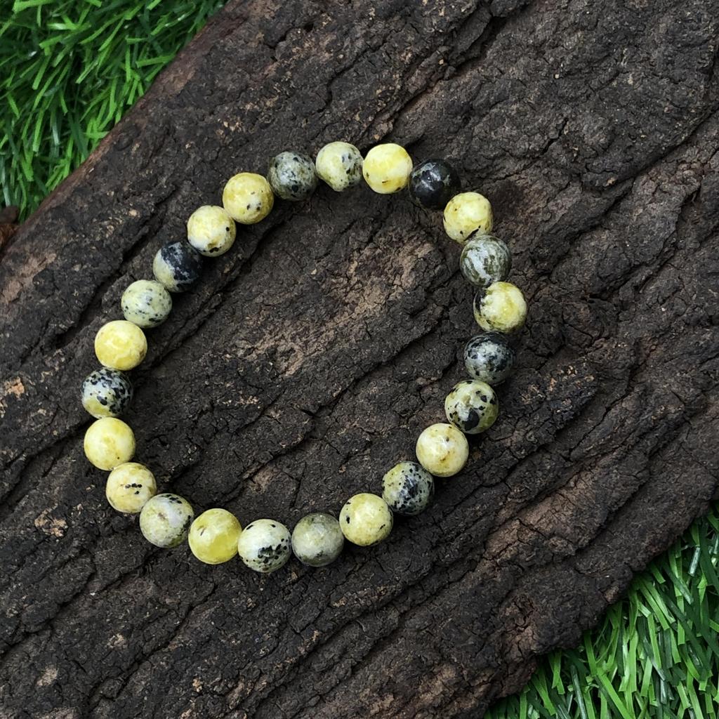 8mm Natural Serpentine B Gemstone Round Beads Unisex Designer Bracelet 7.5" For Valentine's Gift RBB-49