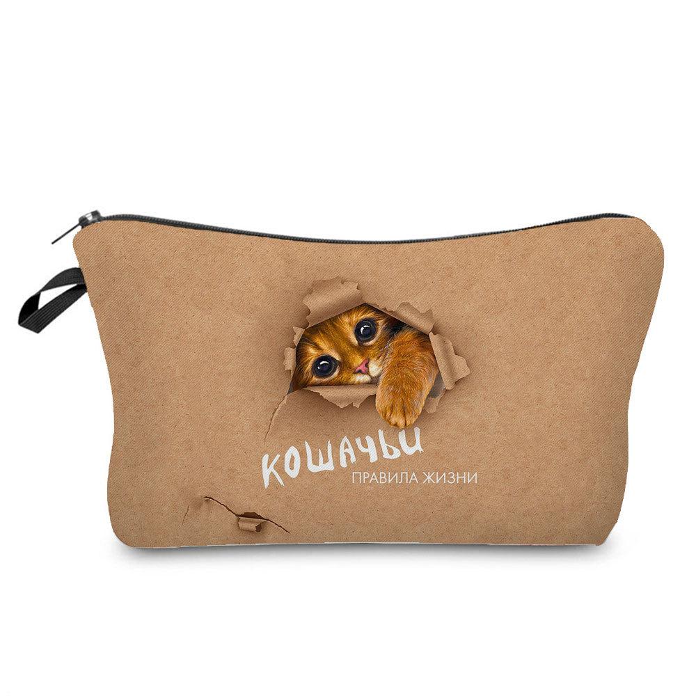 Women Cat Print Cosmetic Bag Toiletries Organize Travel Storage Case  6421