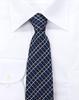 Michiko London Brand Made In Jacquard Check Necktie, Japan, Nishijin-ori Silk, 100% (Pattern C Navy)