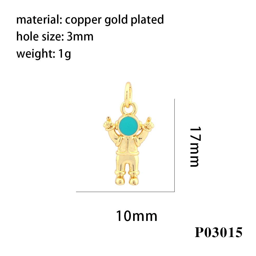 18K Gold Plated Astronaut Pendant Necklace with Drip Oil and Micro-Inlay Design