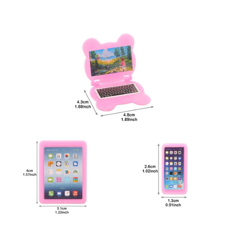3pcs/Set Dollhouse Mini Item Doll Accessories Cute Kawaii Computer IPad Phone Set Miniature Funny Lifelike Toys