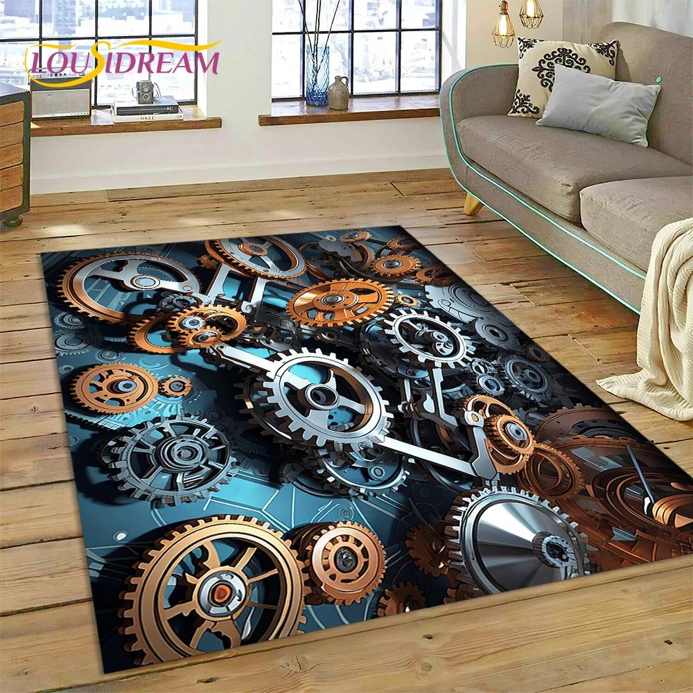 3D Mechanical Cogs Gears Steampunk Rug Carpet for Living Room Bedroom Decor,floor Mat Non-slip Decoration for Sofa Doormat Gifts