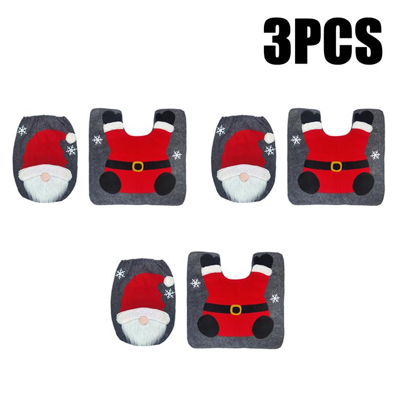 5PCS Christmas Toilet Seat Cover Father Christmas Toilet Seat Cover and Rug Christmas Bathroom Accessories Christmas Decoration