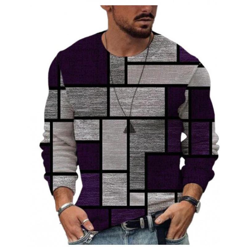 

Креативный узор 3D-принт Топ Повседневные мужские футболки с длинным рукавом - Мягкая полиэстеровая ткань средней эластичности Весенне-осенняя одежда свободного кроя 5XL