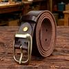 Men's Handmade Genuine Cowhide Leather Belt with Pin Buckle - Retro Casual for Students and Middle-aged Denim Styles