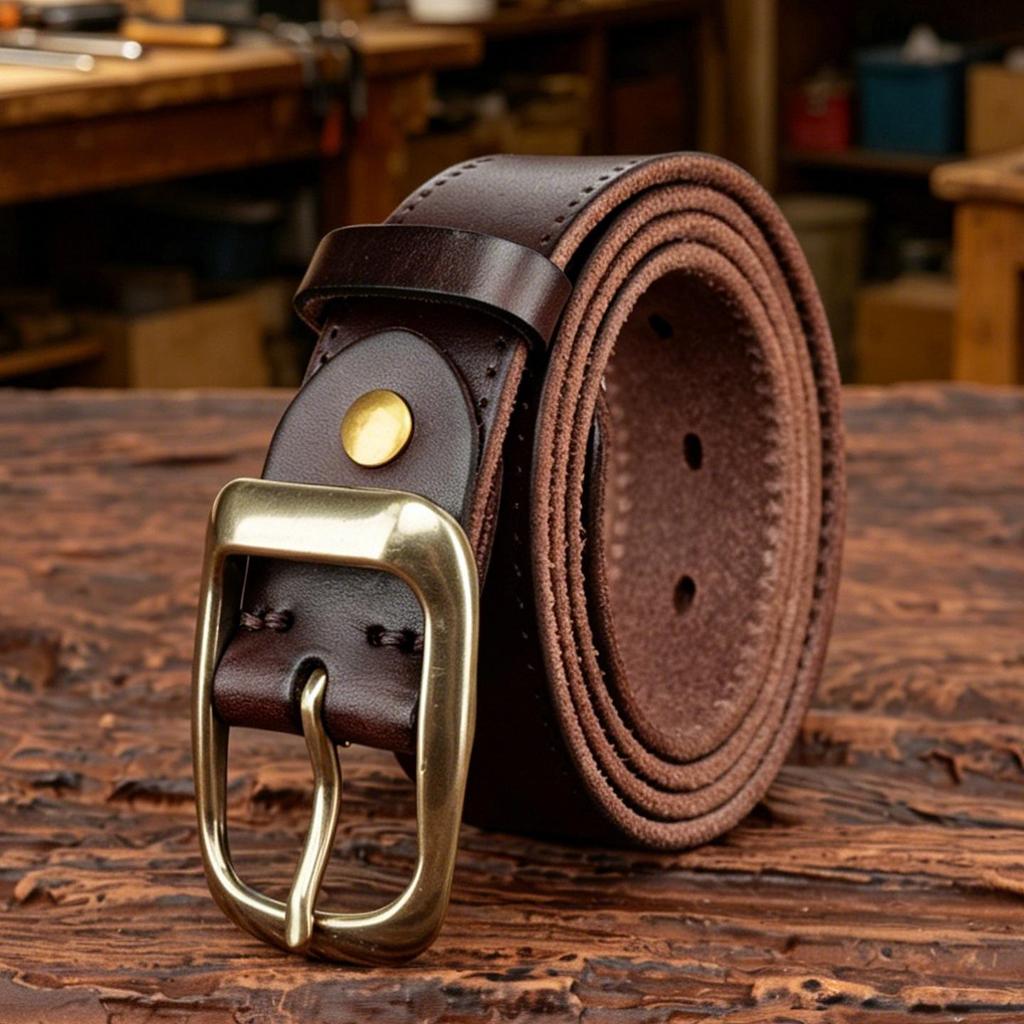 Men's Handmade Genuine Cowhide Leather Belt with Pin Buckle - Retro Casual for Students and Middle-aged Denim Styles
