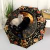 Cats, FloralThemed Automatic Opening and Closing Umbrella - 8 Ribs, Suitable for Leisure and Going Out, Outdoor Accessory, Gothic Style, Fas