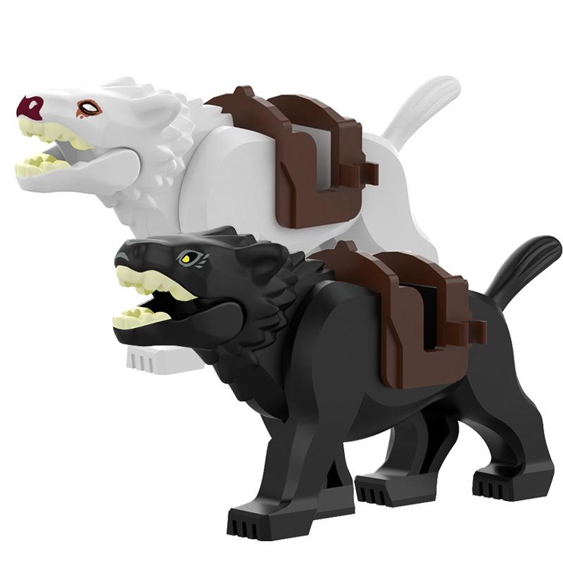 MOC Serie Granja Bosque Escena Crianza Animal Bloques de Construcción Lobo de la Jungla Montura Caballo Oso Marrón Blanco Panda Ladrillos DIY Juguetes para Niños