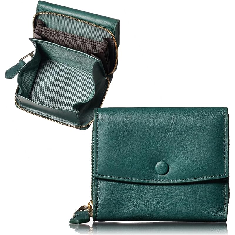 

[Rinle] wallet ladies compact trifold small folding wallet mini wallet folding wallet large capacity leather genuine leather easy to use brand