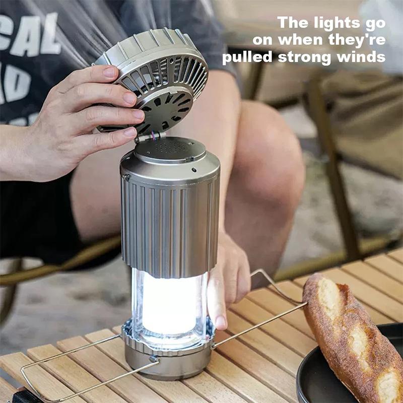 Outdoor Solar Camping Light Portable With Fan Solar Charge Hanging Tent Lamp Rechargeable Camping Flashlight Powerful Hand Lamp