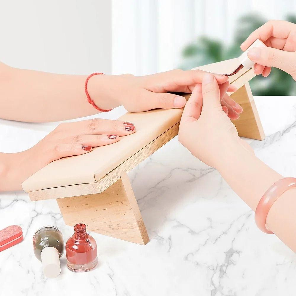 Wooden Base Beveled Hand Pillow Tilt Design Nail Art Stand Nail Arm Rest Cushion Nail Art Tool