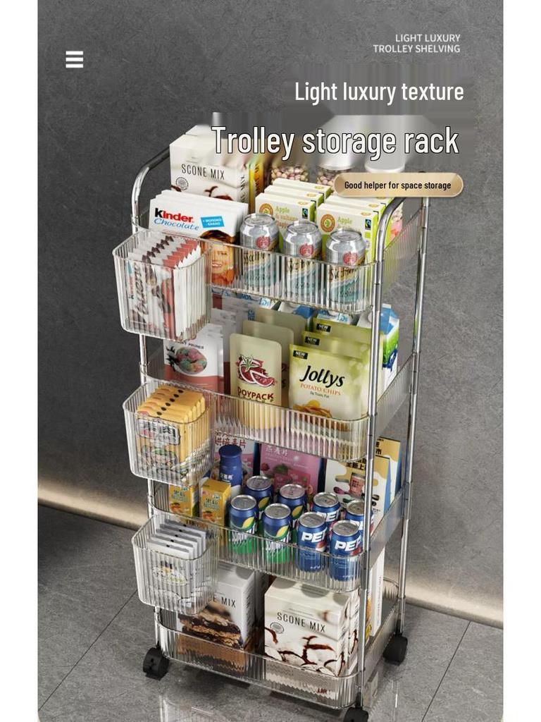 Przezroczysta mobilna wielowarstwowa półka-wózek do sypialni