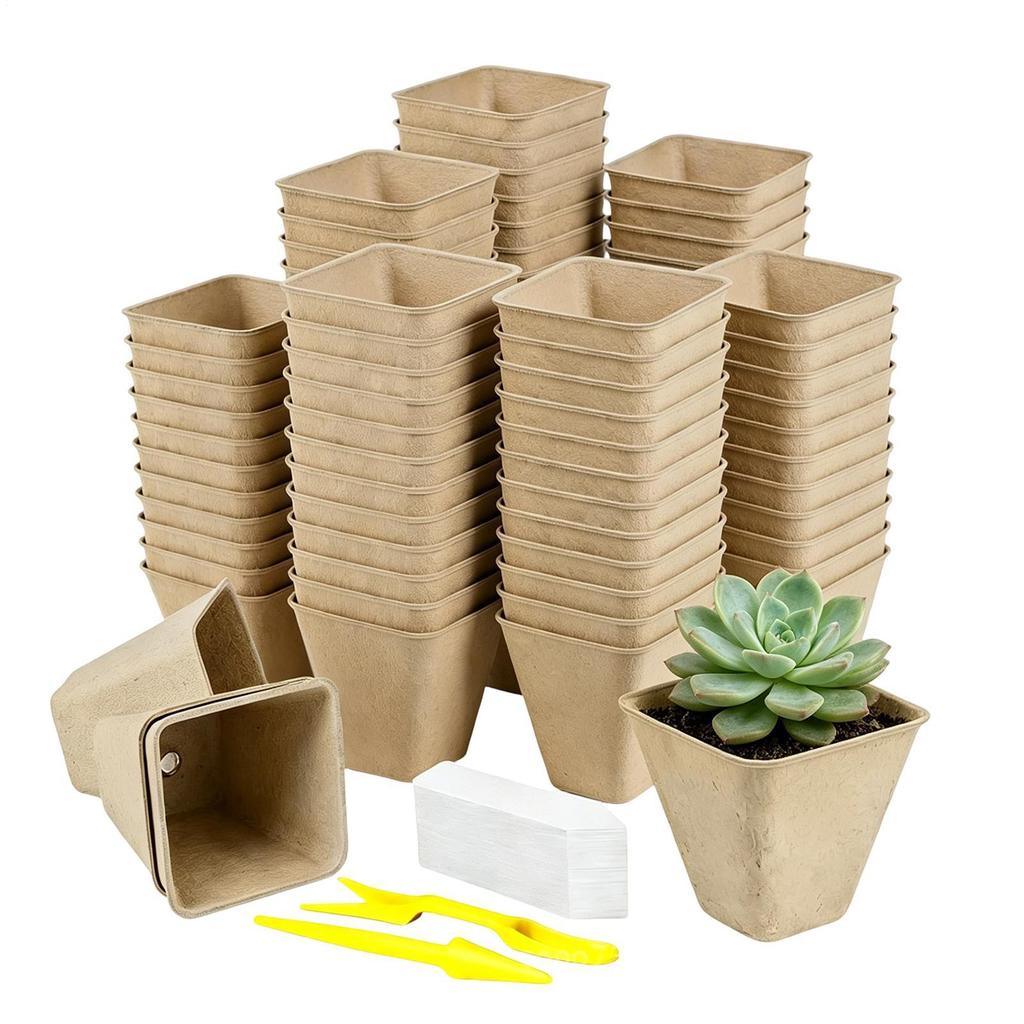 70pcs Biodegradable Seedling Cup Quare Seedling Pot With Drainage Hole Seedling Containers Planting Cups For Hydroponic Growing