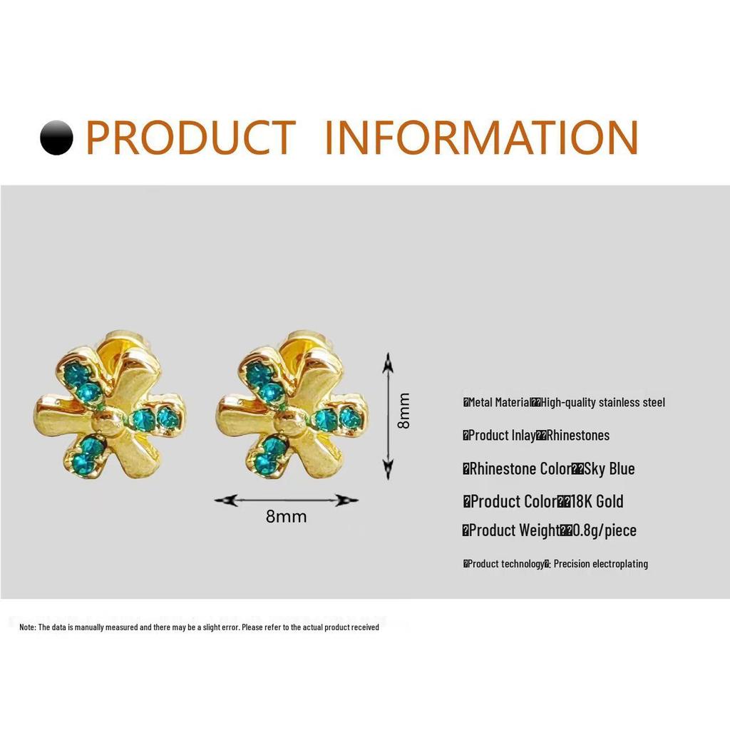 Six-Leaf Clover Cubic Zirconia Stud Earrings - Women's Luxury Versatile Jewelry Gift