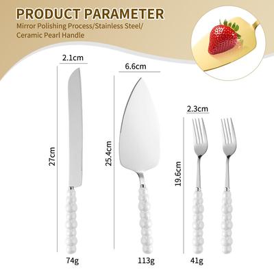 Gold-Plated Stainless Steel Cake Knife and Spatula Set for Kitchen Baking