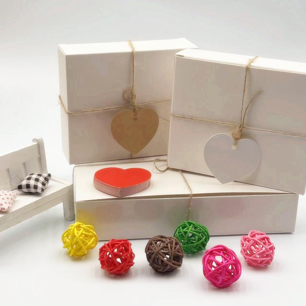 100pcs Heart Shaped Paper Tags with 20 Meter Hemp Rope Red Heart Price Tag Craft Hang Tags Love Tag Paper Blank Cards Label