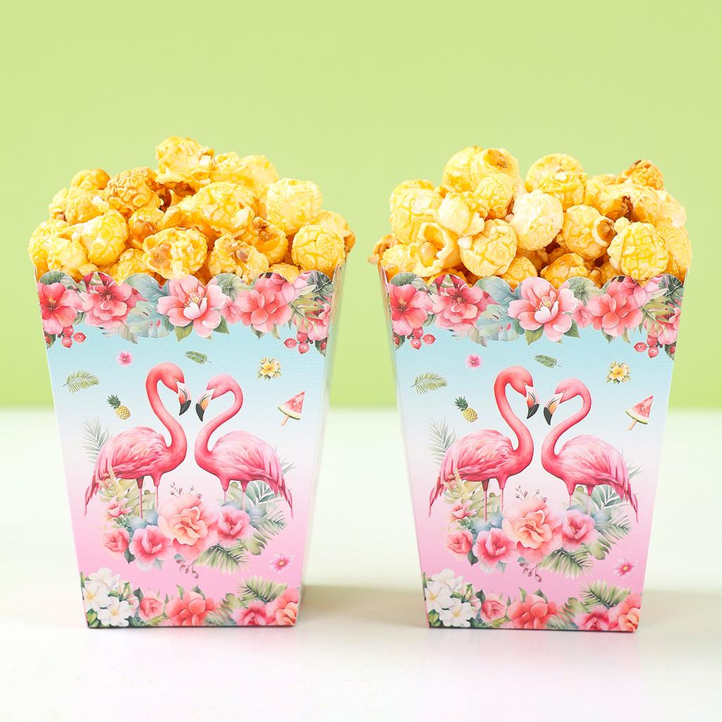 Flamingo Popcorn Box Hawaiian Summer Beach Birthday Party Decorations Kids Hawaii Luau Tropical Birthday Wedding Party Supplies
