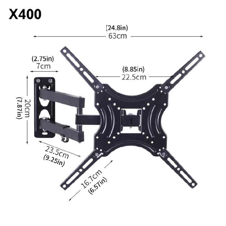 Heavy Duty Steel TV Wall Mount Holder with Adjustable Arm Tilt and Adjust for 26-55inch Flat Panel Displays Black