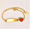 Personalized Strawberry Bracelet, Customized Name Bracelet for Little Boy Girl, Stainless Steel Cute Birthday Gift