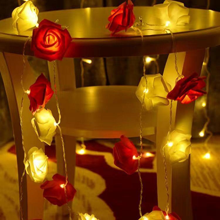 Battery Operated Rose Garland Fairy String Lights for Valentine Wedding Birthday Proposal Anniversary Party & Bedroom Decor