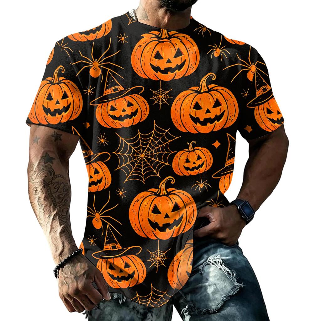 Unisex Loose Fit Casual Short Sleeve T-Shirt Halloween Themed Graphic Print Top Comfortable Everyday Wear