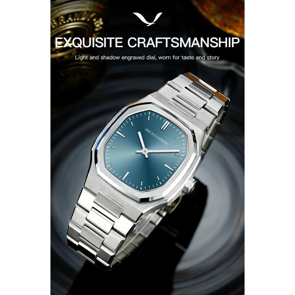 New Fashion Specht & Söhne Ultrathin Quartz Watch For Men Ice Blue Color Stainless Steel Watches Sapphire Crystal 50M Waterproof