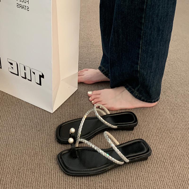 

Slippers women s summer wear fashion cool slippers women s beautiful sandals with skirt French flat bottom solid color 39 чёрный