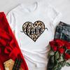 Fashion Unisex Tshirts Leopard Love Heart Print Tops Short Sleeve Clothing Ladies Harajuku Valentines Day Female Clothing