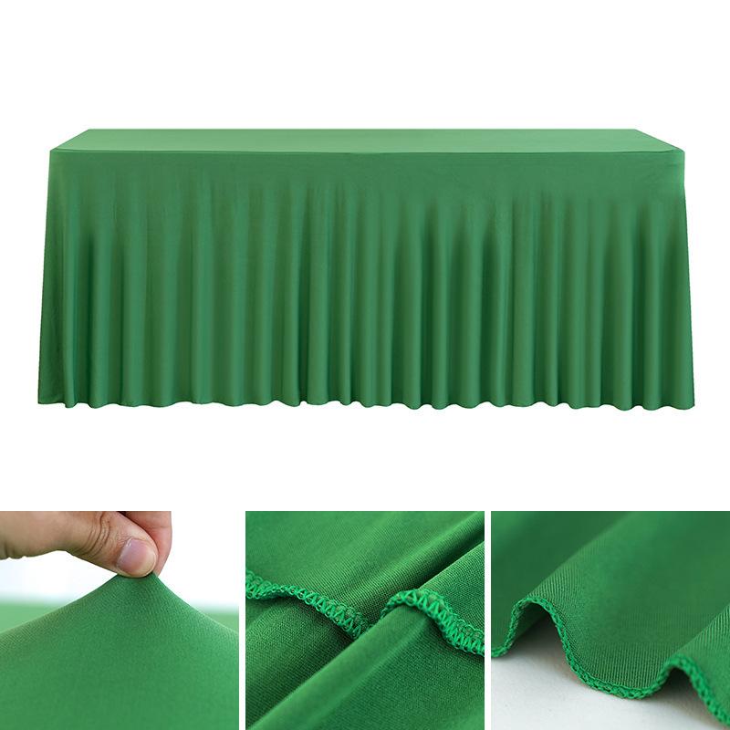 Spandex Rectangle Table Skirts 4/5/6/8ft Fitted Table Cover Wrinkle Resistant Cloth for Hotel Wedding Anniversary Party Decor