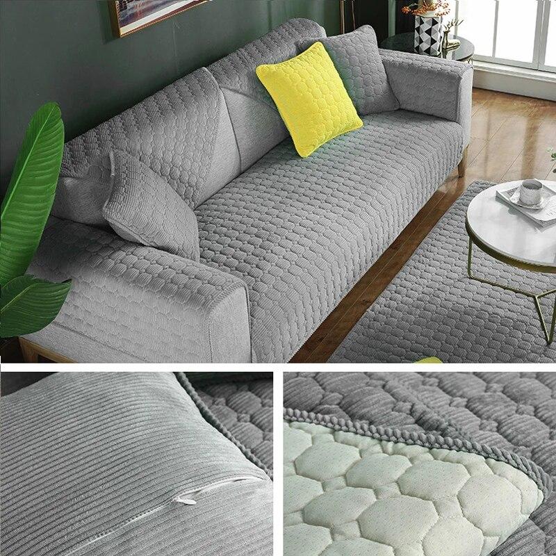 Tjock plysch soffhandduk Europeisk universal sofföverdrag Halkbeständigt sofföverdrag Soffhandduk för dekorkudde i vardagsrummet