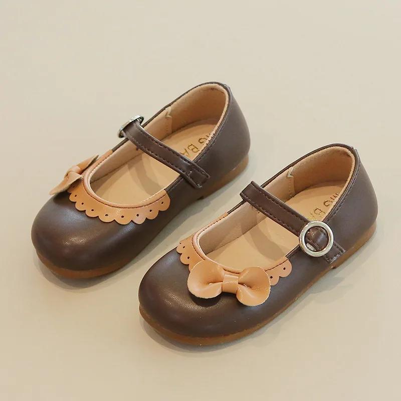

Princess Shoes Ballet Flats Designer Noteworthy Girls Shoes for Kids All Match Pretty Silhouette mary janes Shoes I06018 21 коричневый