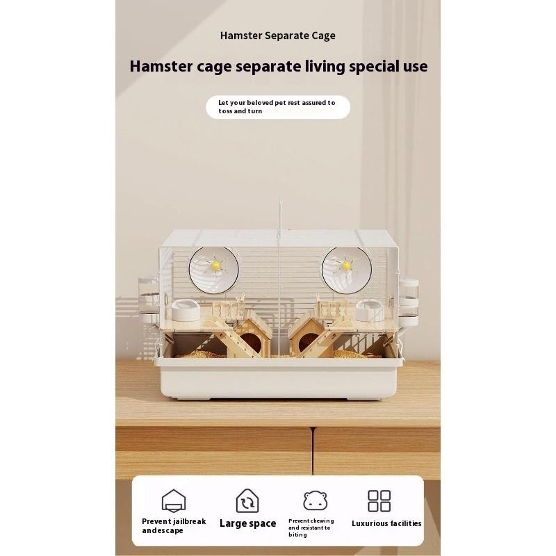 Hamster Split Cage Deluxe Dual Room Breeding Enclosure For Two Small Pets With Separate Spaces 47 Base Habitat House
