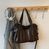 Vintage Handbag Solid Color Shoulder Bag Women's Large Capacity Commuter Tote Bag
