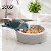 Bird Food Dish Pumice Stone Parrot Bowl, Spill-Proof Water Small Feeding Station Cage Weighted for Lovebirds Conures Indoor Outdoor Feeder