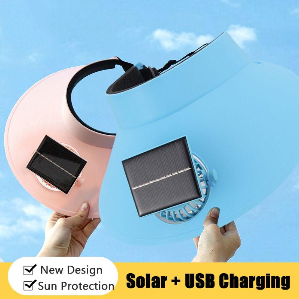 with Cooling Fan Empty Top Hat Solar/USB Charging Beach Sunshade Hat Fashion Sun Hat