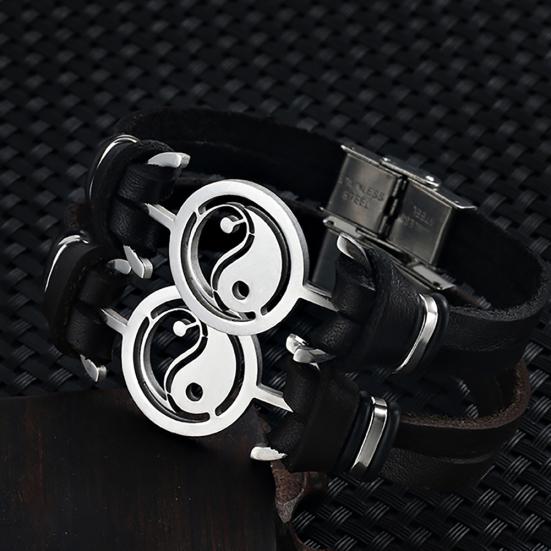 Vintage menn Tai Chi Yin Yang kunstskinn lås armbånd armbånd smykker gave