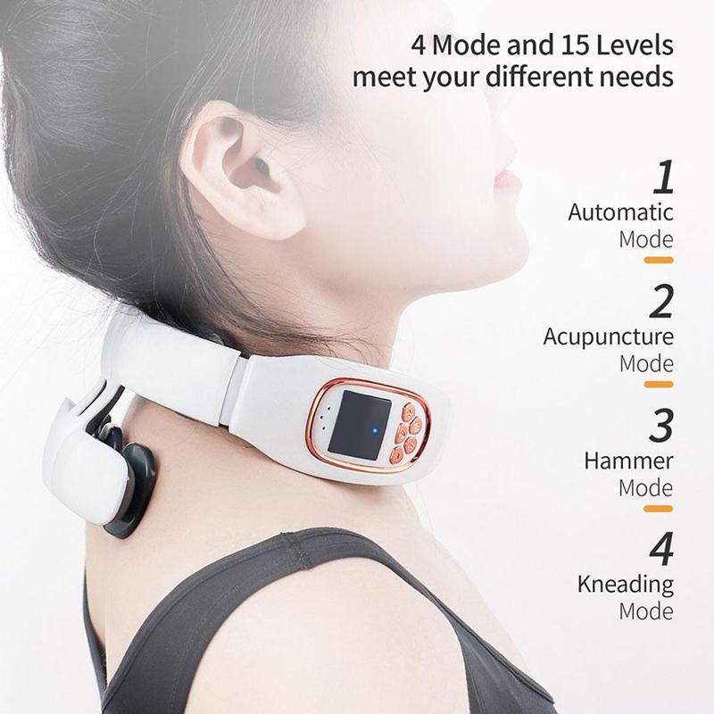 Pulse Neck Massager Heat Pain Relief Cordless Intelligent Deep Tissue Trigger Point Massage Shoulder Cervical Massager