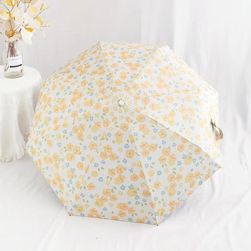 Small Floral Umbrella for Women Sunny or Rainy Automatic Sun Umbrella Sun Protection UV Protection Compact Vinyl Parasol
